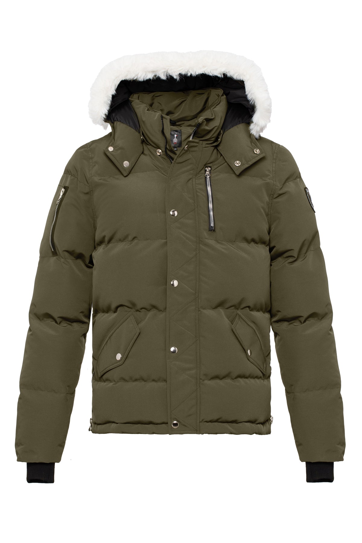 Winterjacke mit weißem Fell in Khaki