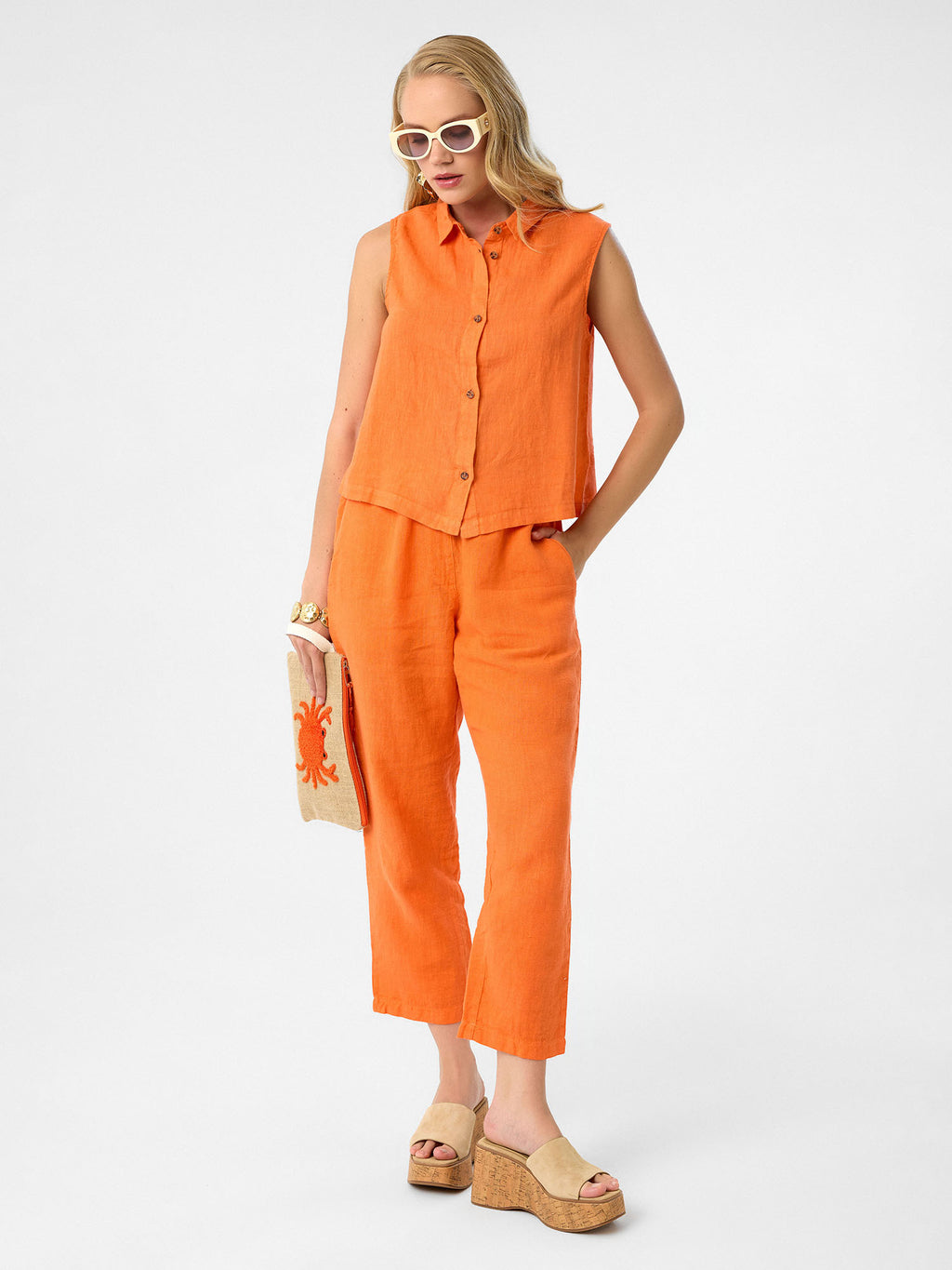 Ärmelloses Hemd in Apricot