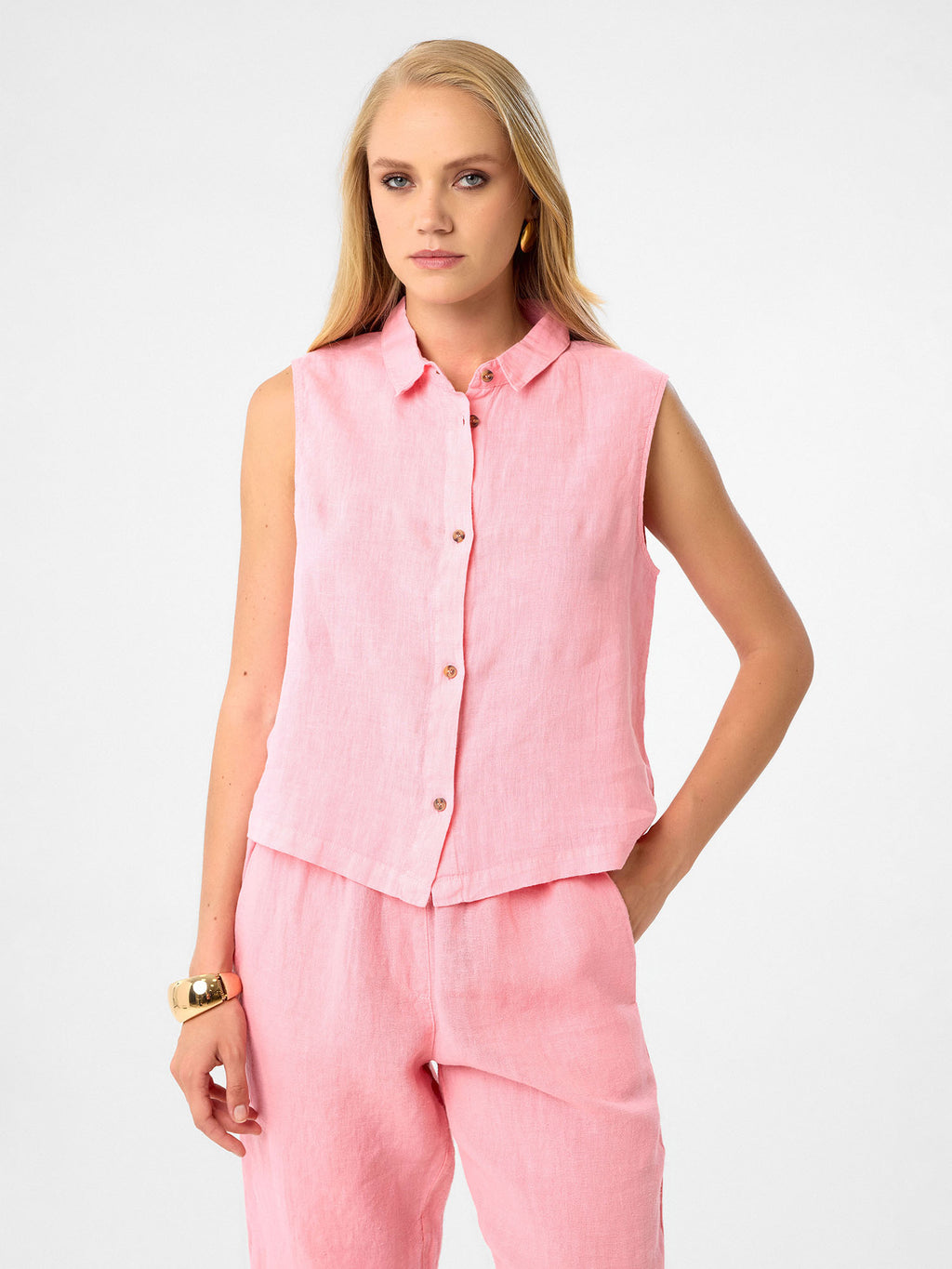 Ärmelloses Hemd in Blush Pink