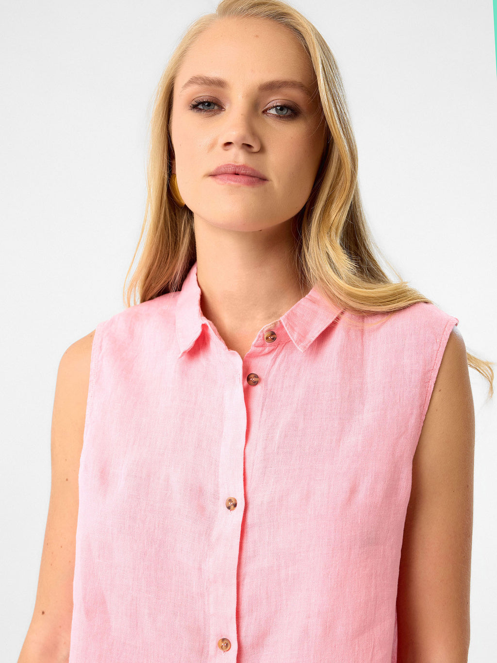 Ärmelloses Hemd in Blush Pink