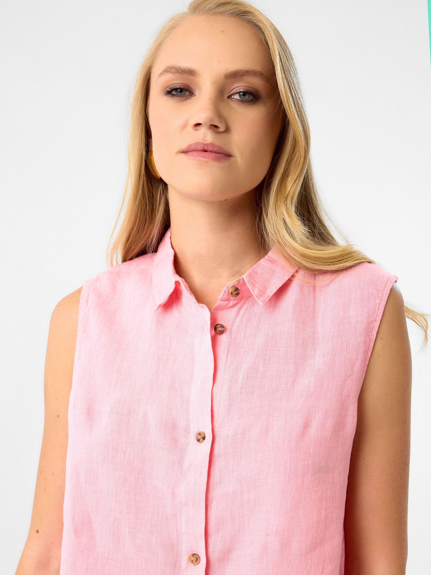 Ärmelloses Hemd in Blush Pink