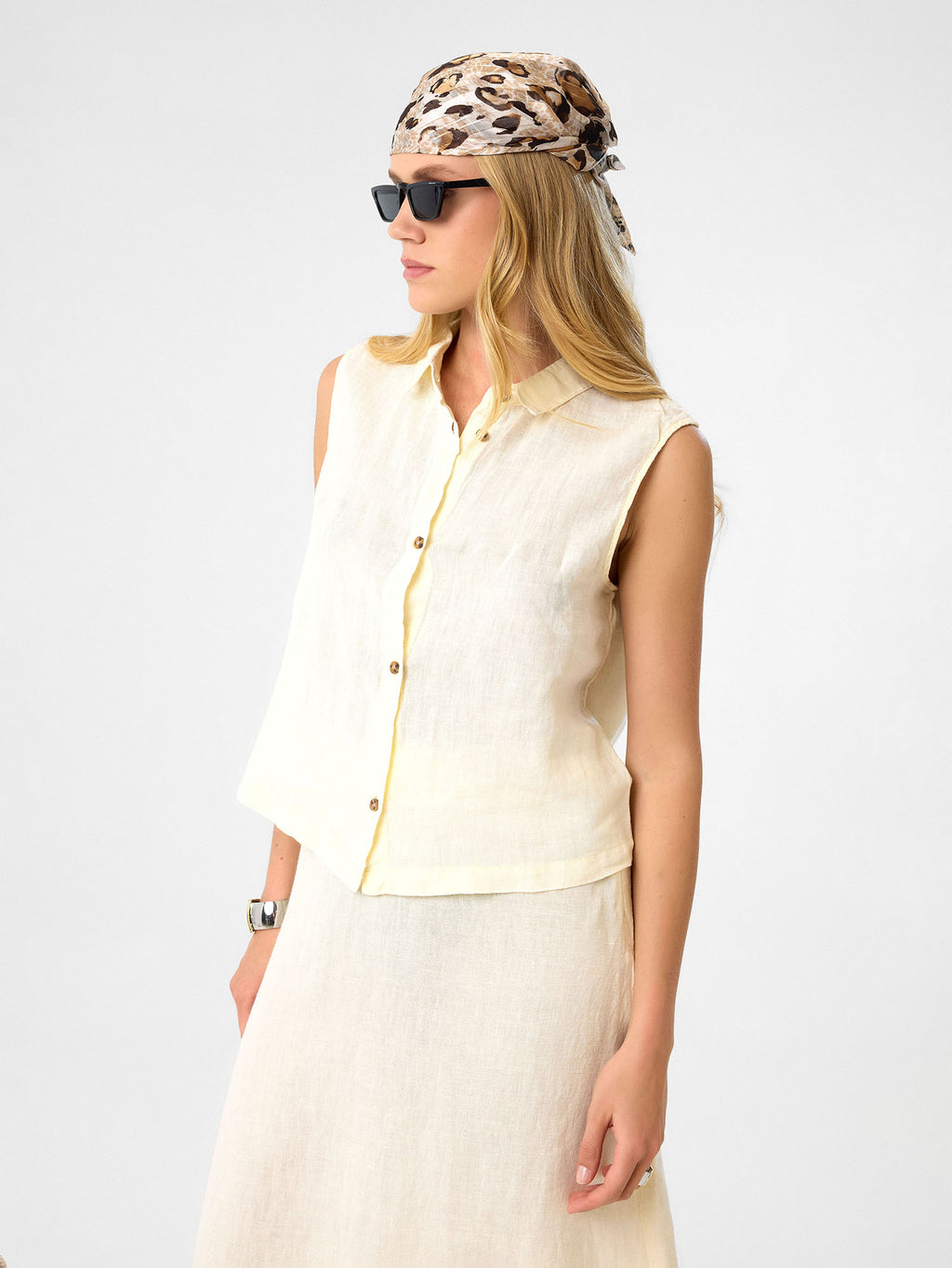 Ärmelloses Hemd in Buttercream