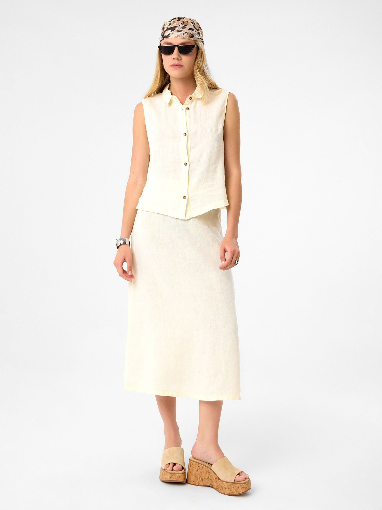 Ärmelloses Hemd in Buttercream