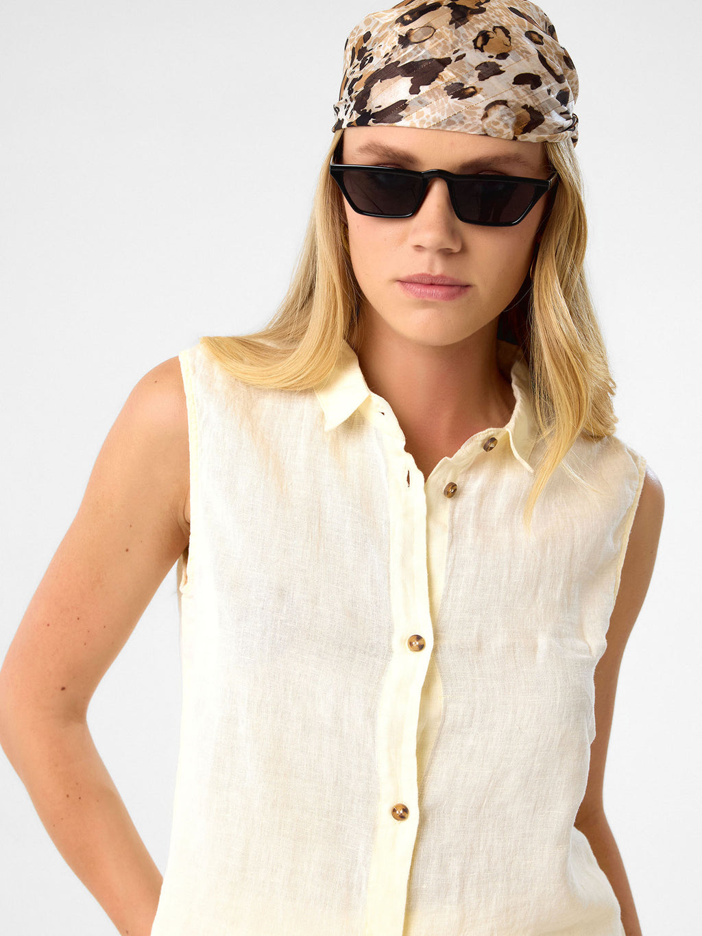 Ärmelloses Hemd in Buttercream