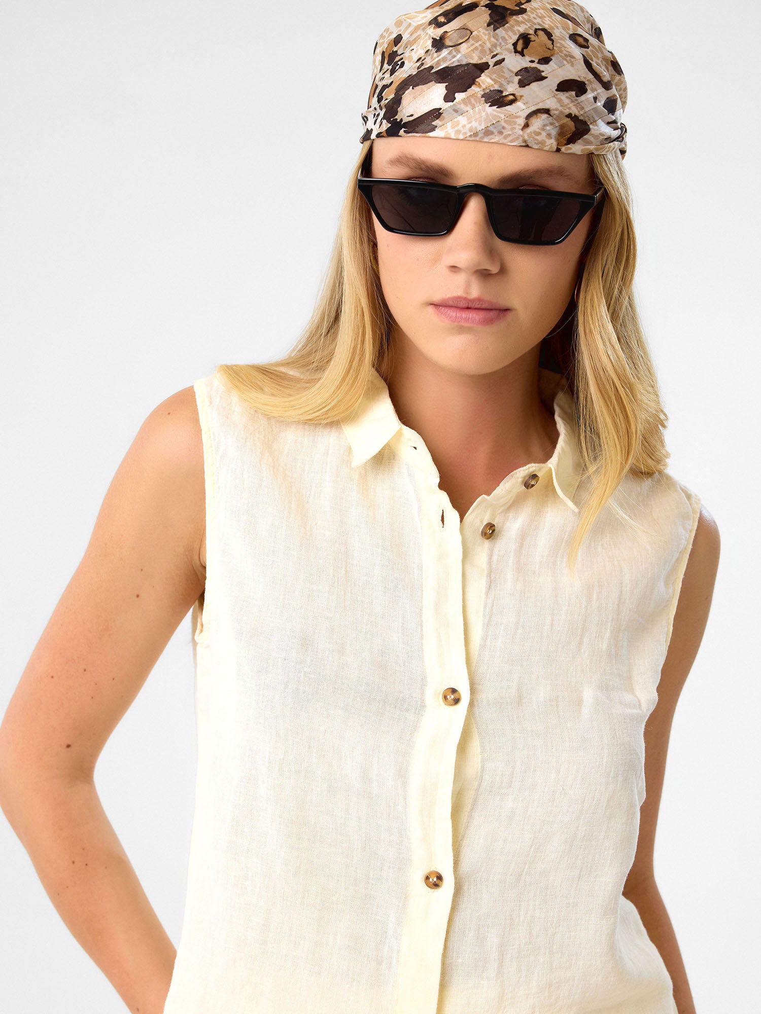 Ärmelloses Hemd in Buttercream