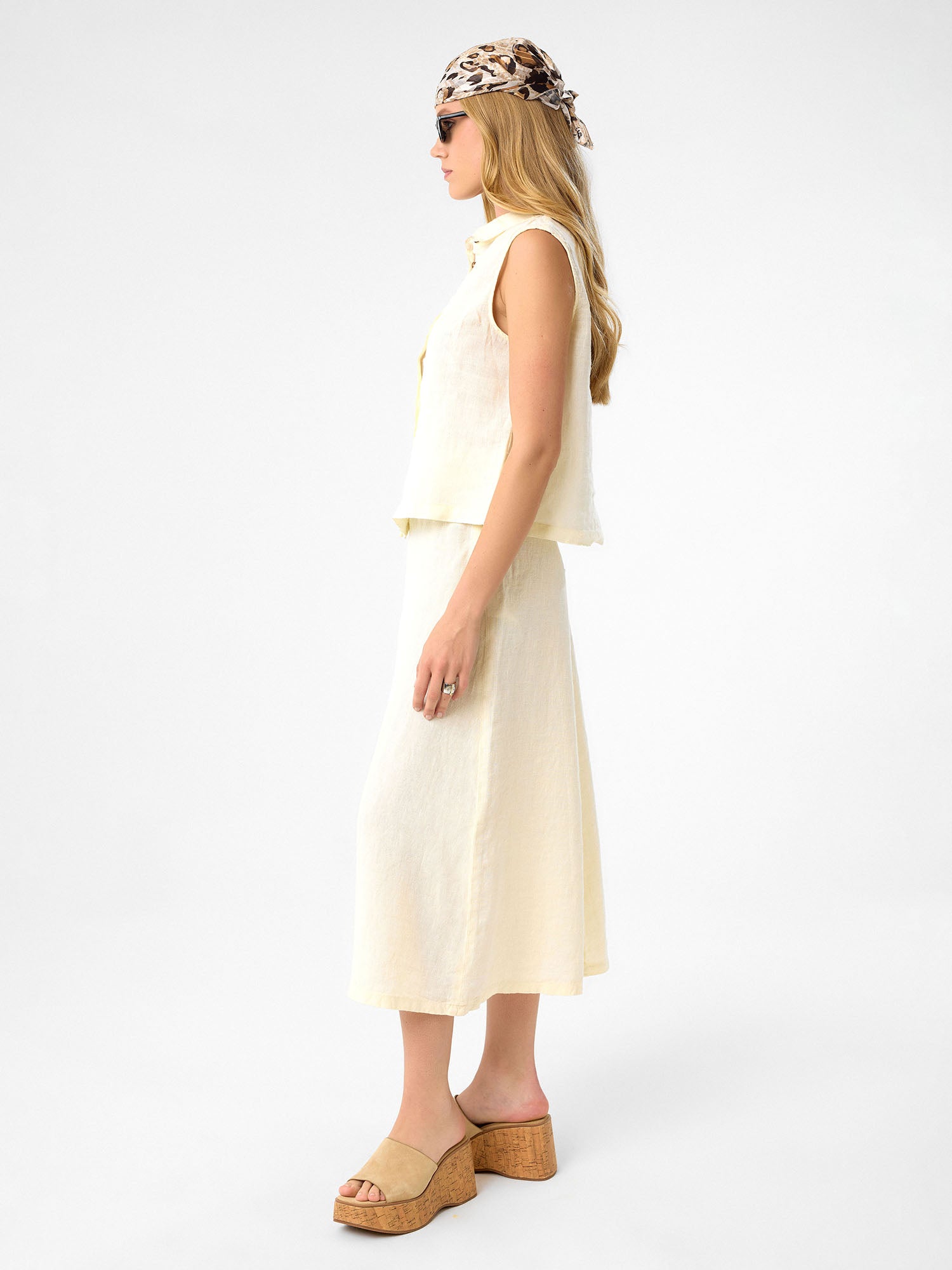 Ärmelloses Hemd in Buttercream