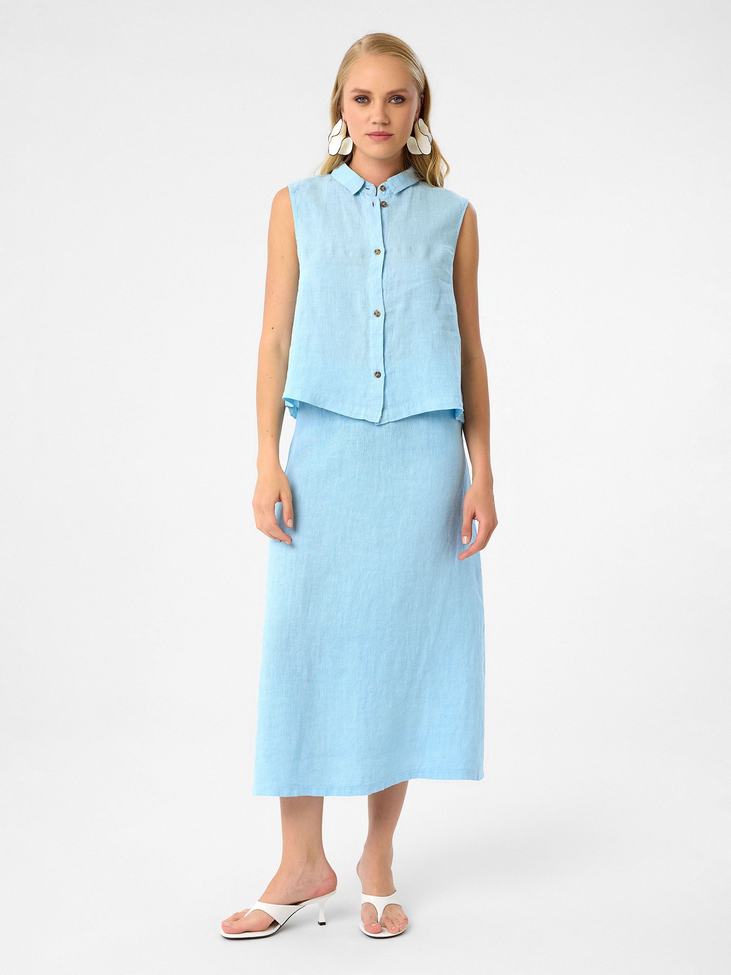 Ärmelloses Hemd in Sky Blue