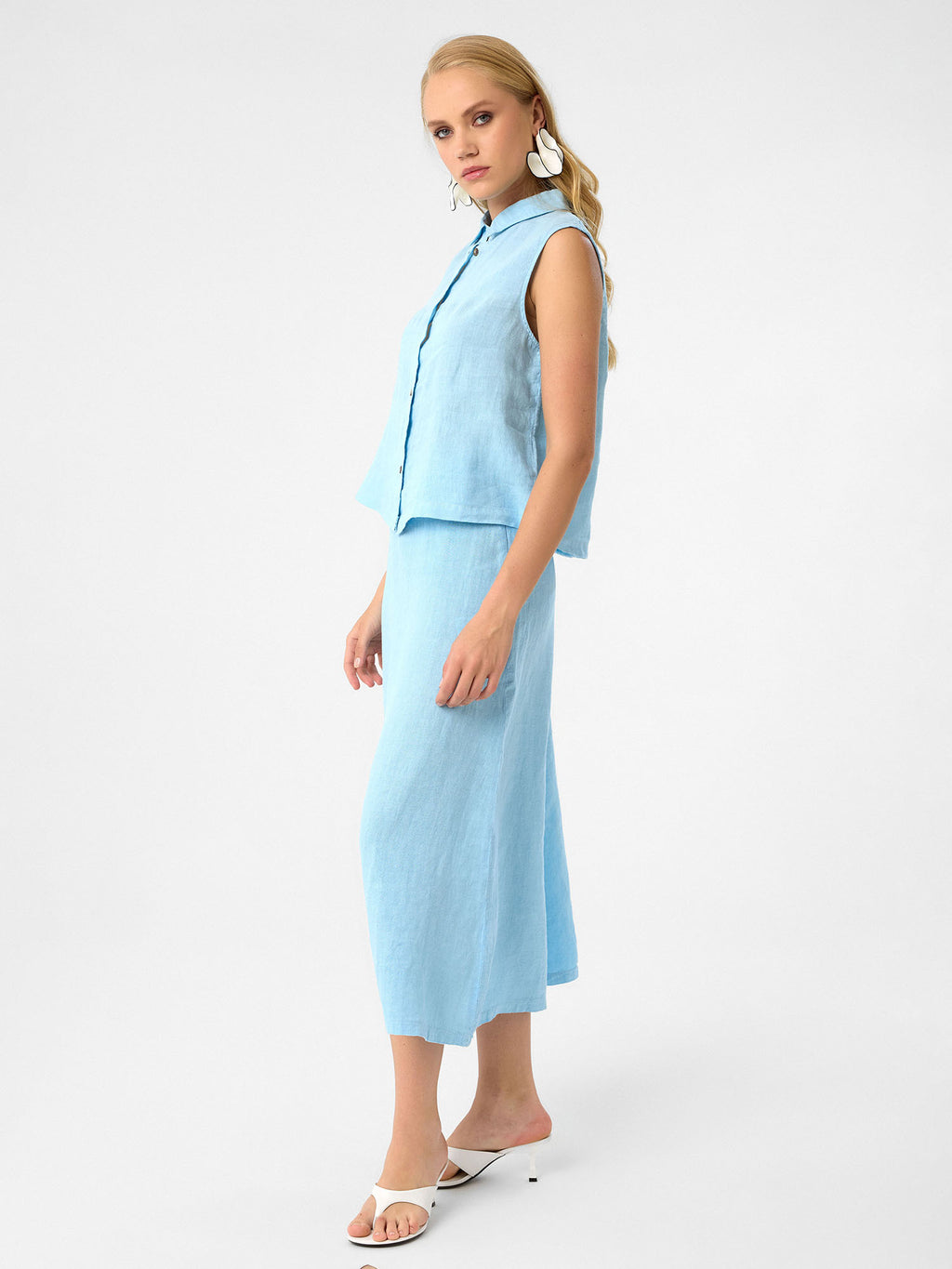 Ärmelloses Hemd in Sky Blue