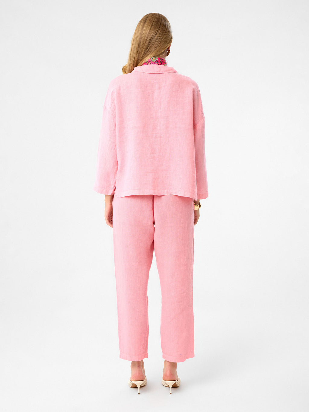 Pure Linen Bluse in Relaxed Fit – Blush Pink