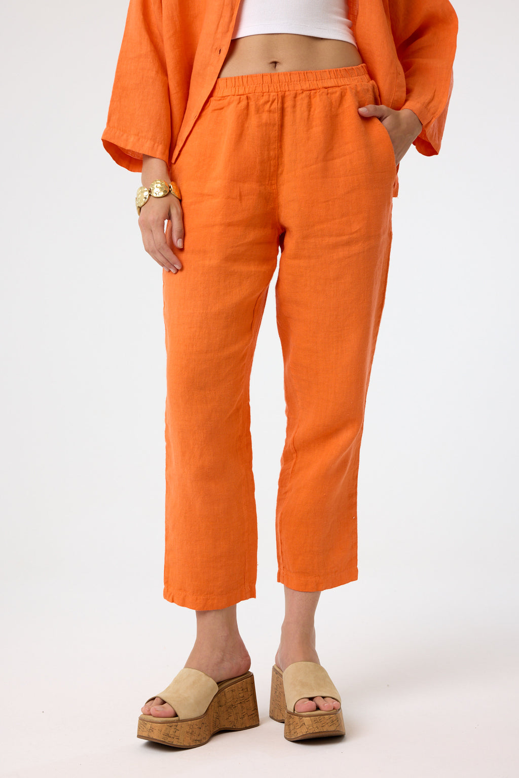 Cropped Chino in Apricot