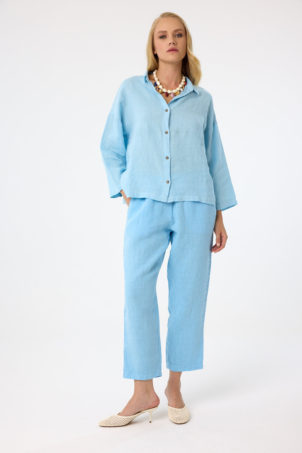 Cropped Chino in Sky Blue