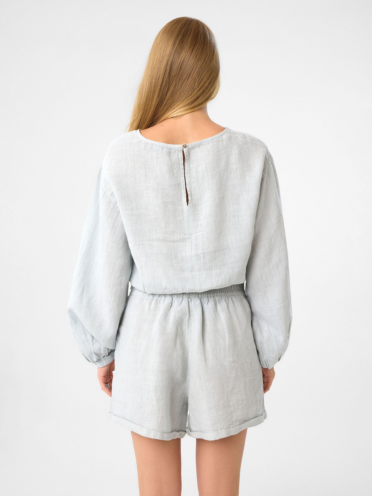 Langarm Crop-Top in Ash Grey