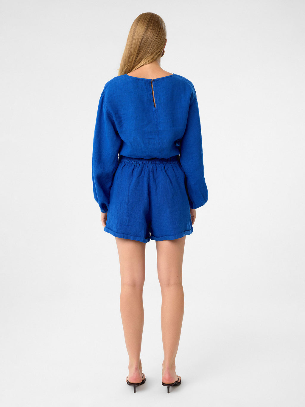 Langarm Crop-Top in Cobalt