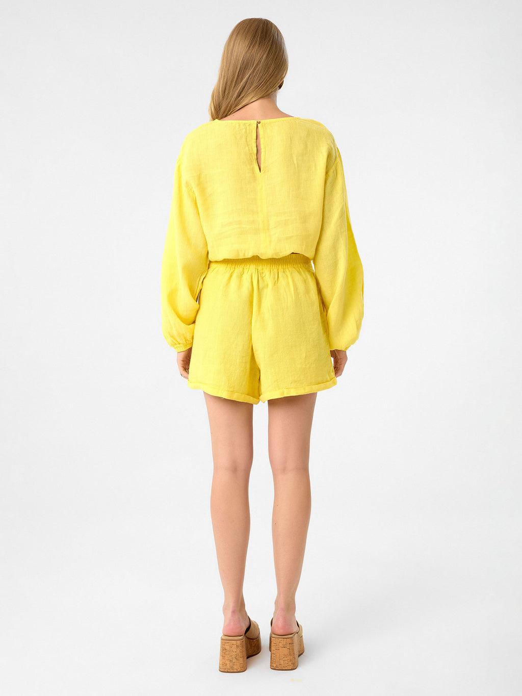 Langarm Crop-Top in Lemon