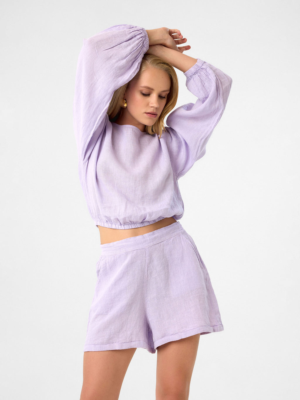 Langarm Crop-Top in Lilac