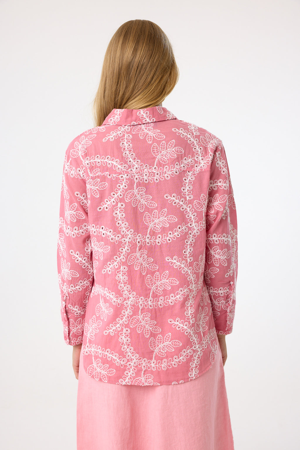 Baumwollbluse mit Stickerei aus 100 % Baumwolle – Rose