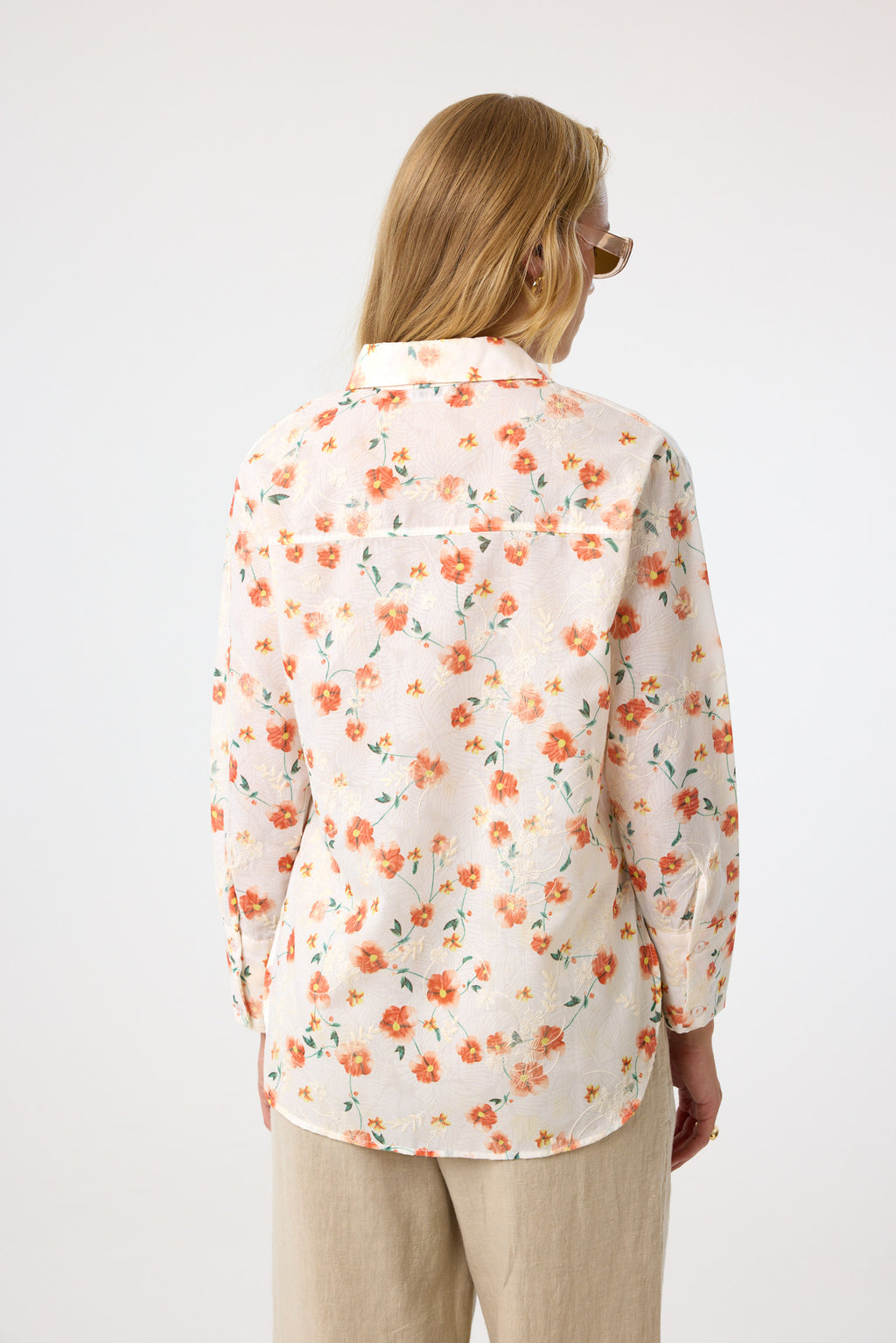 Baumwollbluse mit Floralprint aus 100 % Baumwolle – Apricot