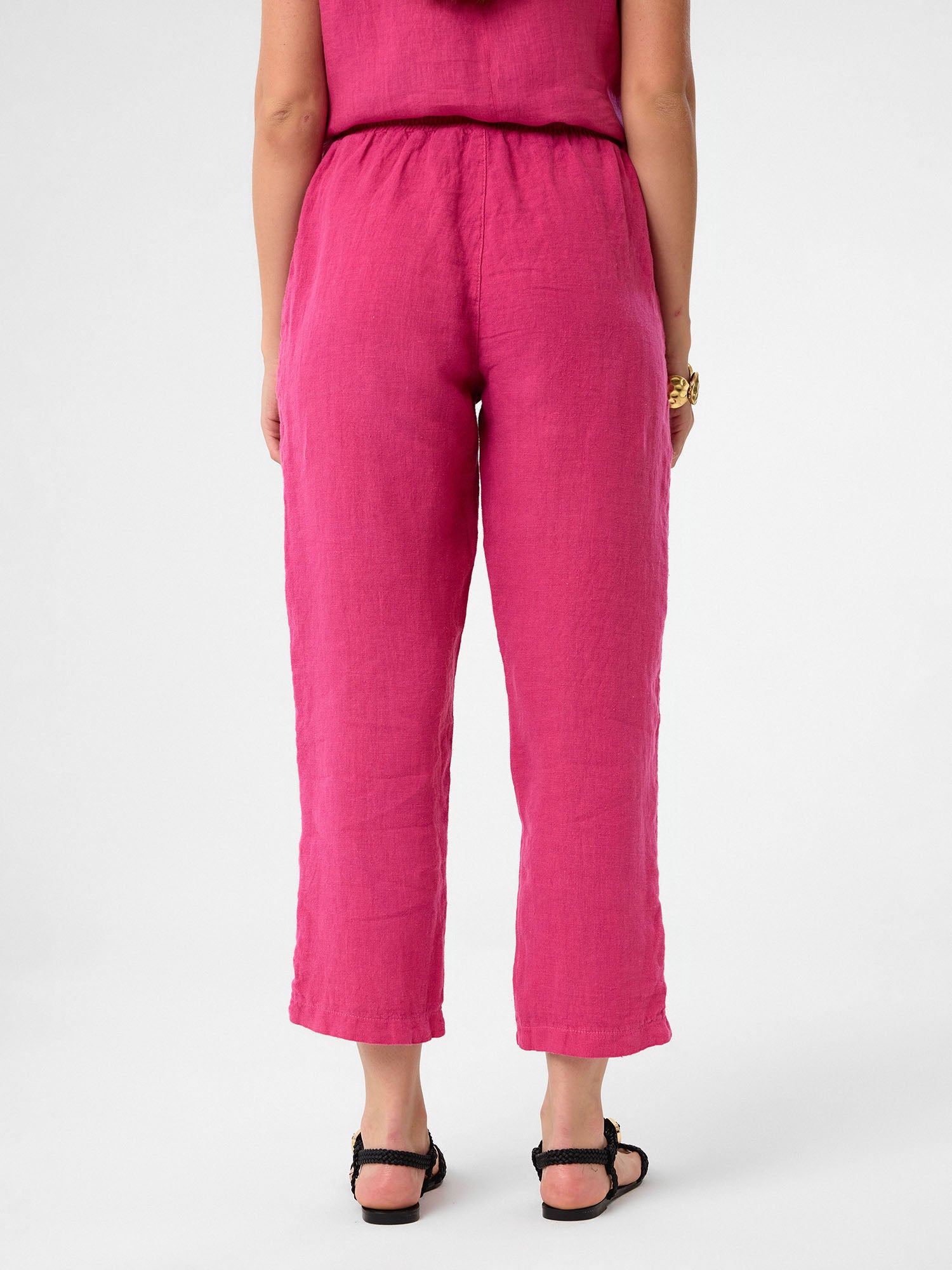 Cropped Linen Pants aus 100 % Leinen – Fuchsia