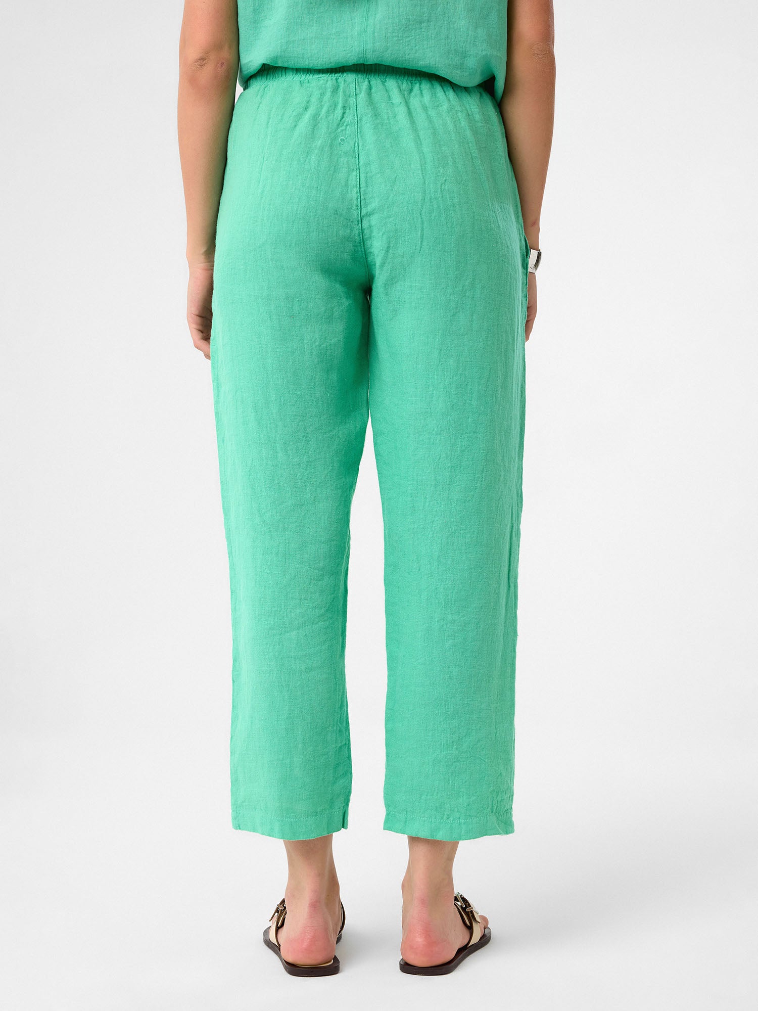 Cropped Linen Pants aus 100 % Leinen – Mint