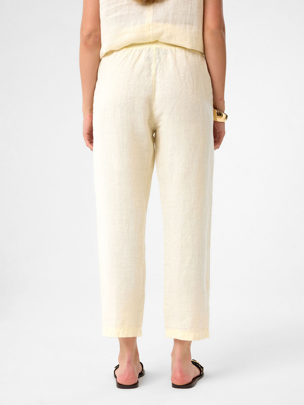 Cropped Linen Pants aus 100 % Leinen – Buttercream