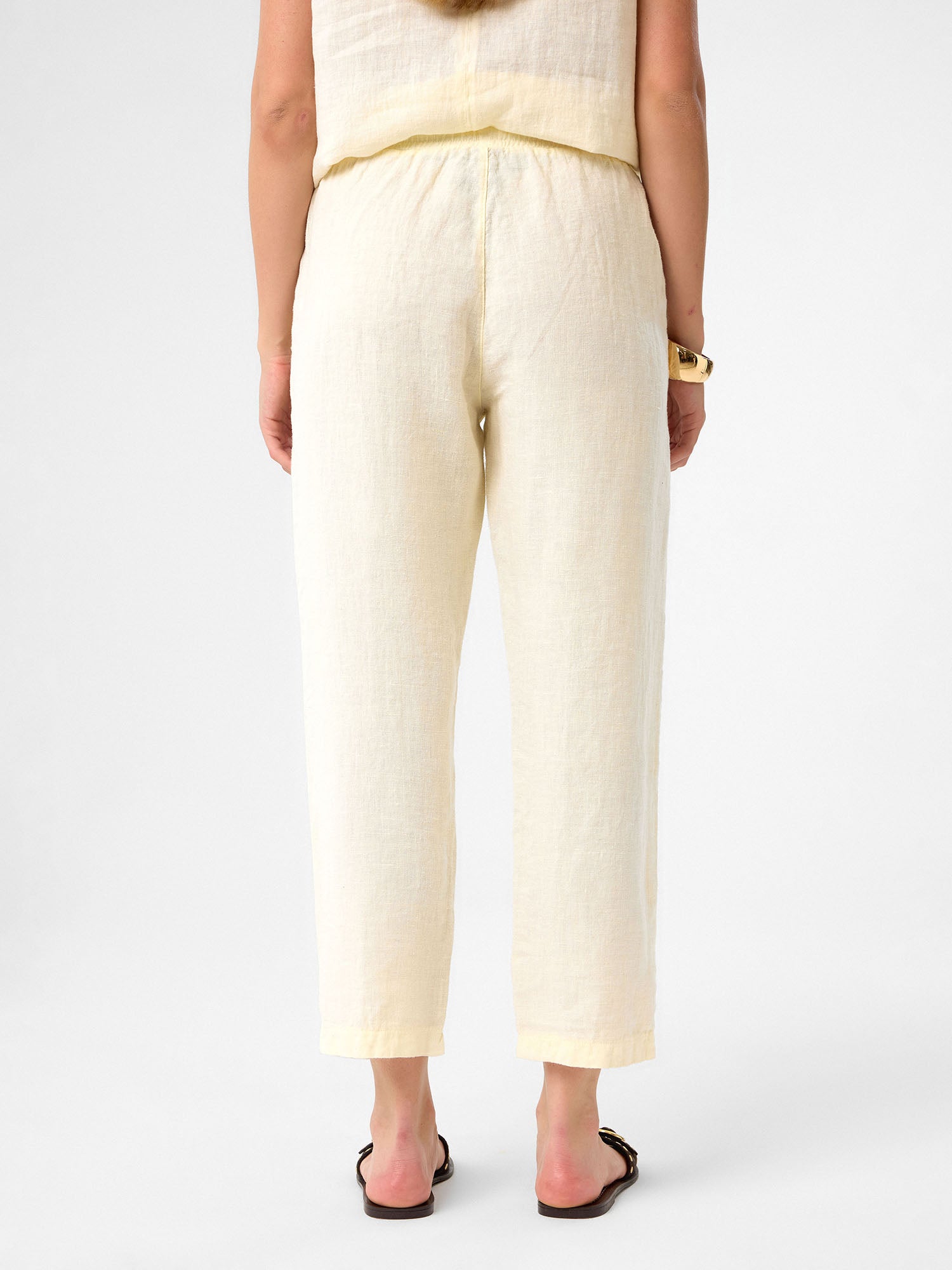 Cropped Linen Pants aus 100 % Leinen – Buttercream