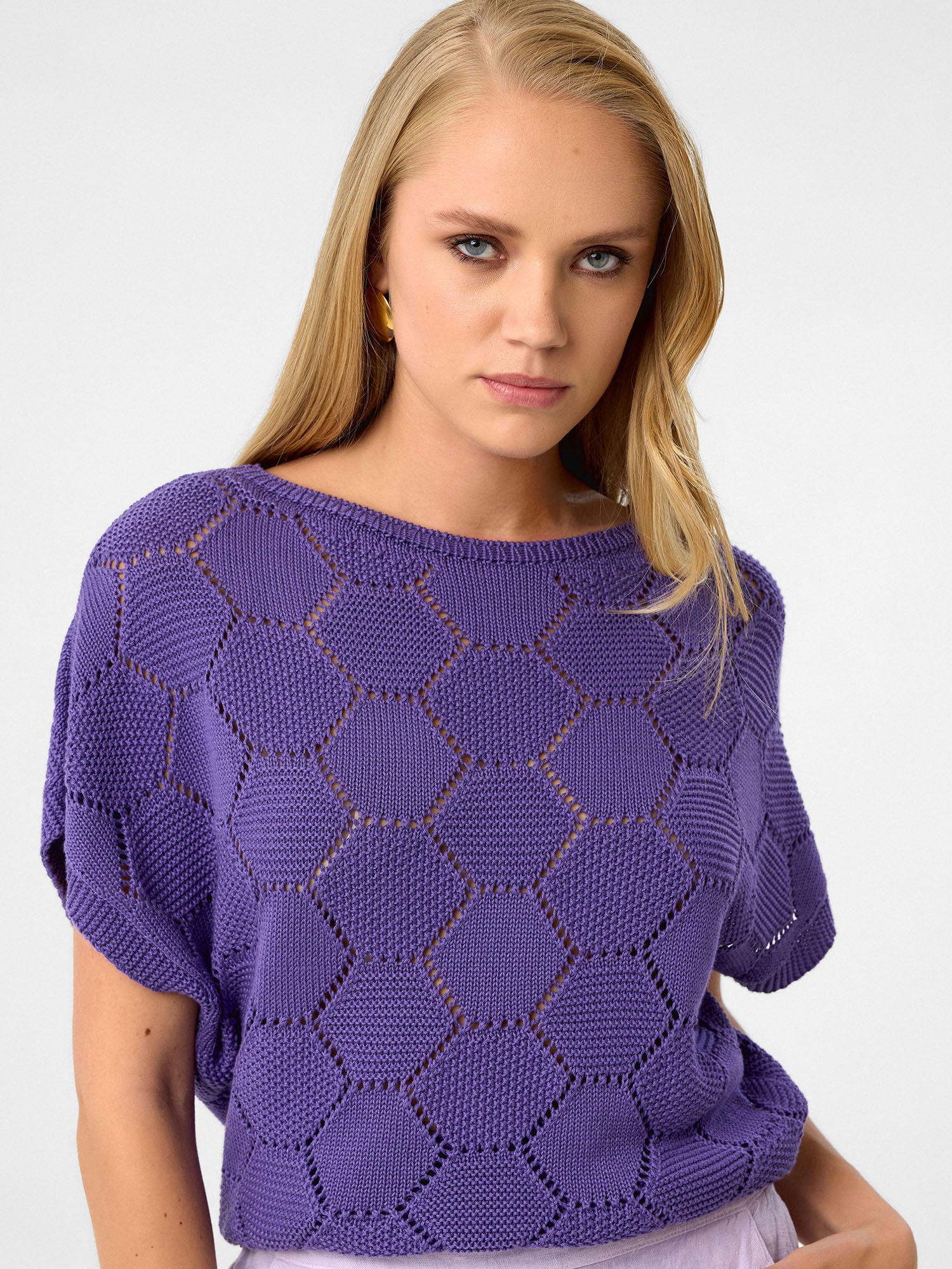 Honeycomb Knit Top aus 100 % Baumwolle – Lavender Amethyst