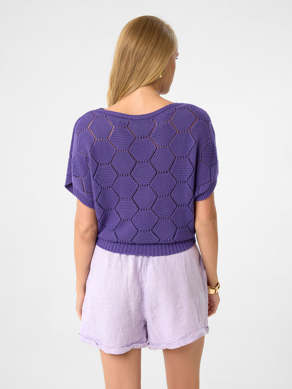 Honeycomb Knit Top aus 100 % Baumwolle – Lavender Amethyst