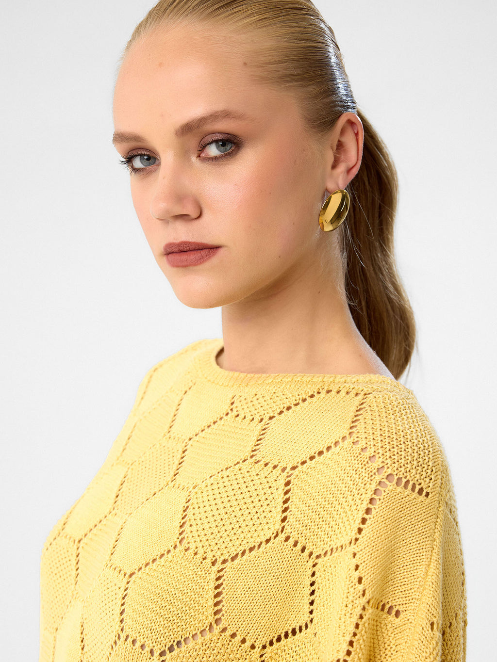 Honeycomb Knit Top aus 100 % Baumwolle – Golden Saffron