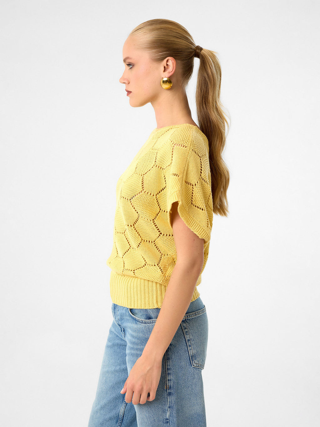 Honeycomb Knit Top aus 100 % Baumwolle – Golden Saffron