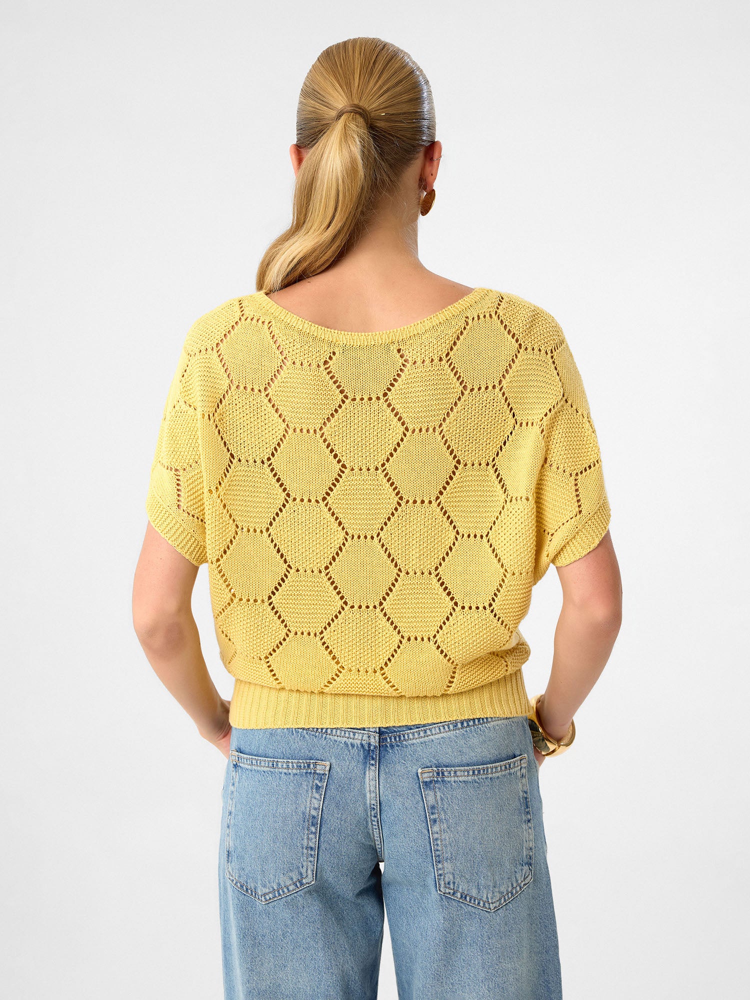 Honeycomb Knit Top aus 100 % Baumwolle – Golden Saffron