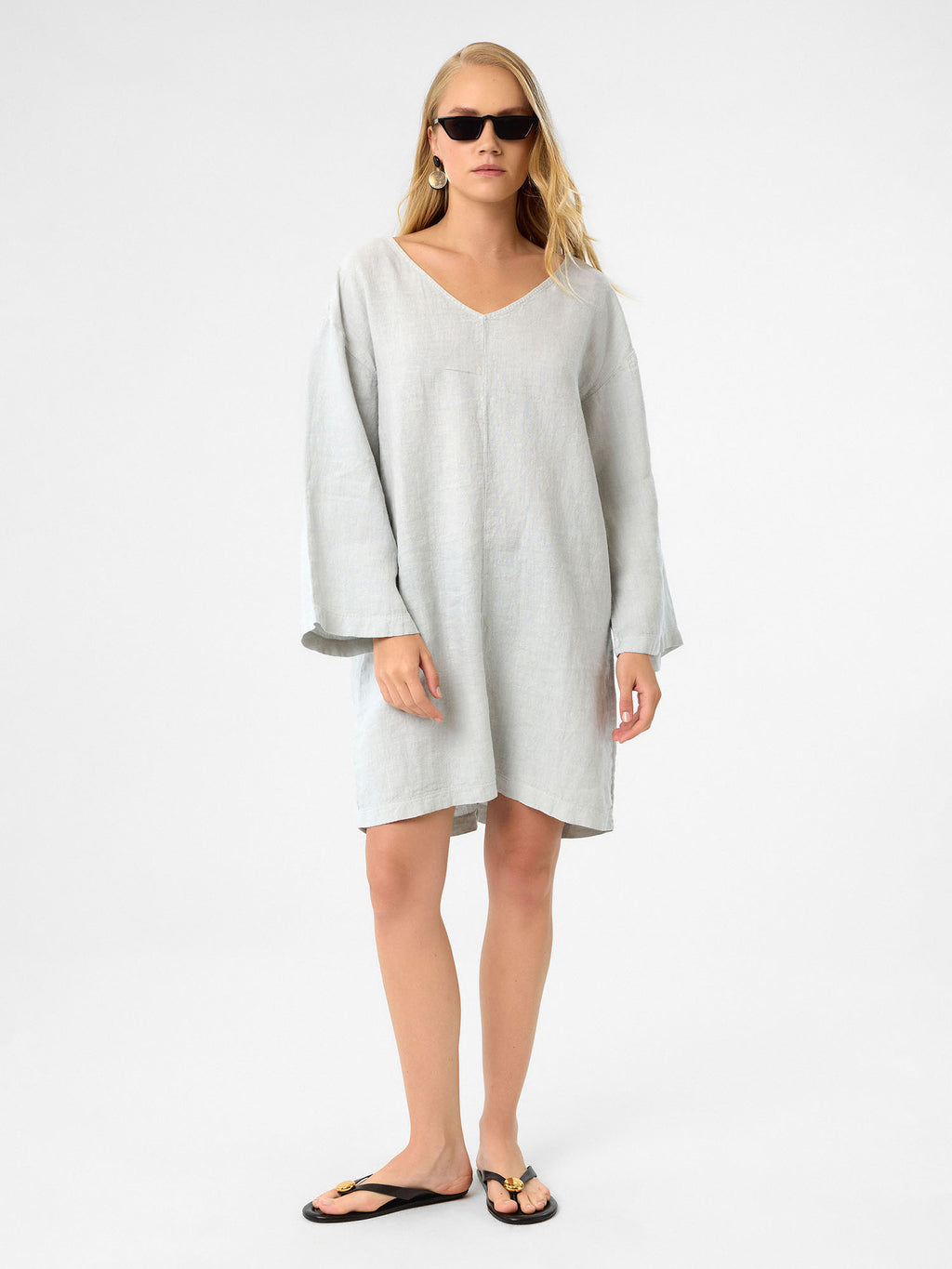 Kleid mit V-Ausschnitt in Ash Grey