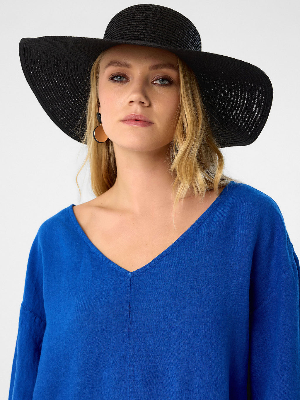 Kleid mit V-Ausschnitt in Cobalt