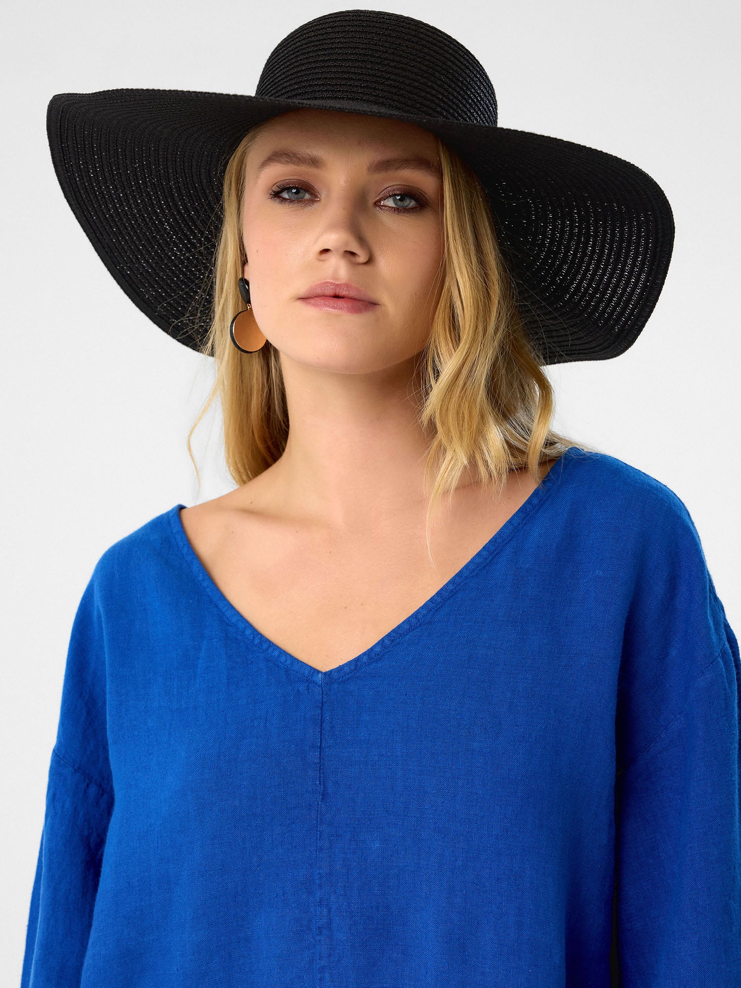 Kleid mit V-Ausschnitt in Cobalt