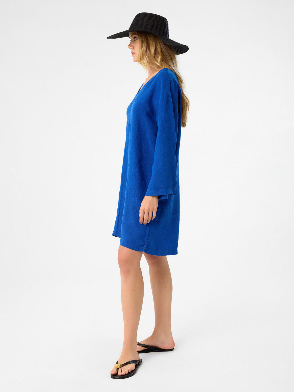 Kleid mit V-Ausschnitt in Cobalt