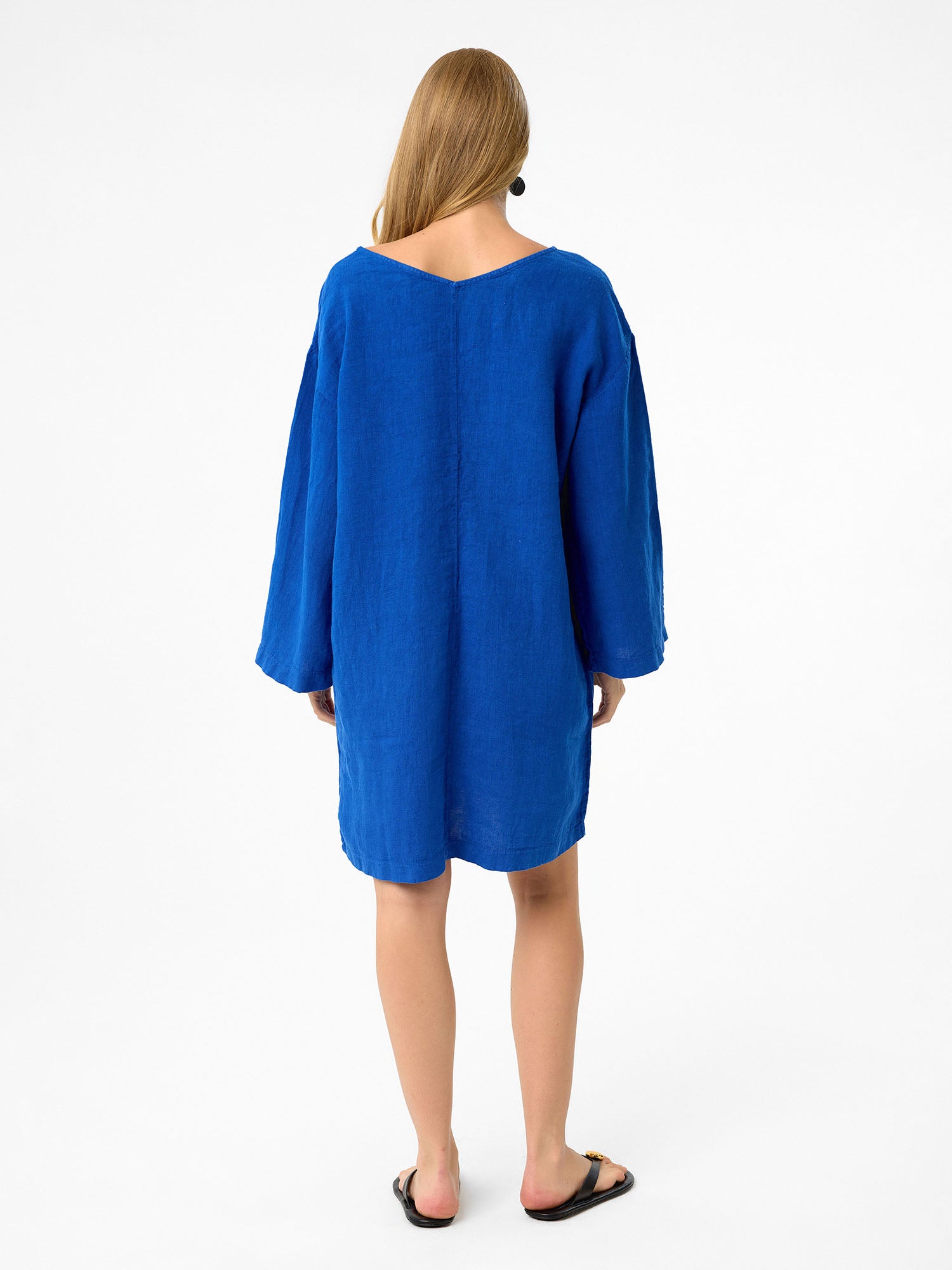 Kleid mit V-Ausschnitt in Cobalt