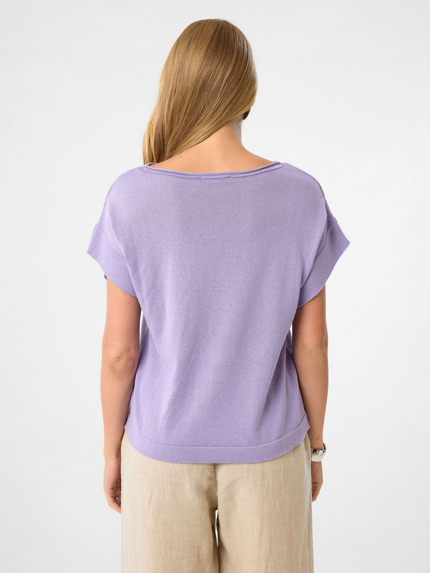 Sommer-Strickshirt mit Fledermausärmeln aus 100 % Baumwolle – Lilac