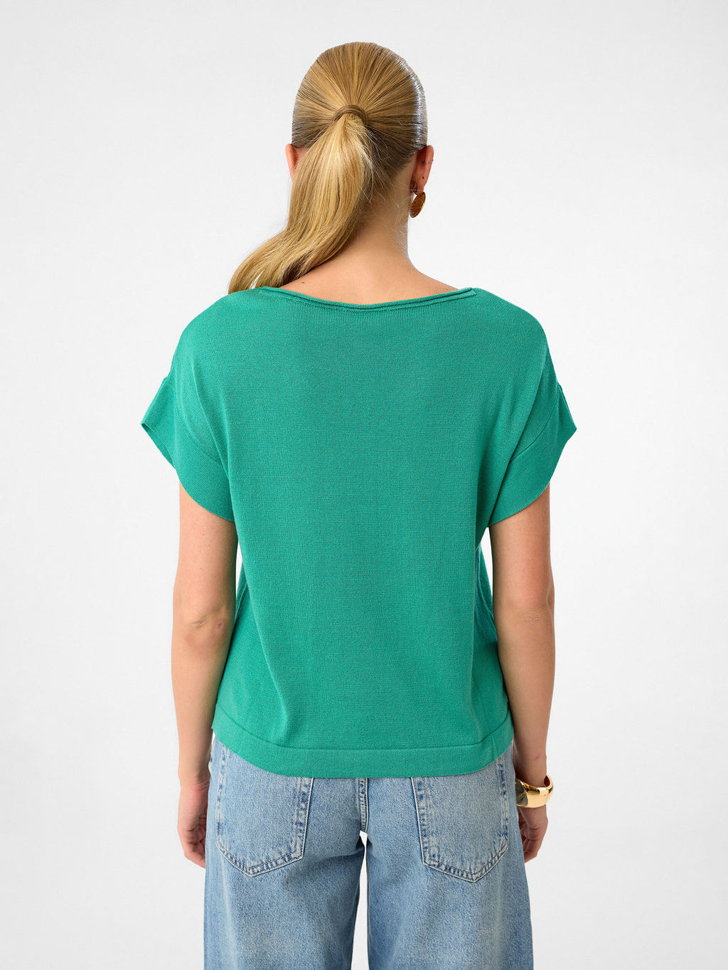 Sommer-Strickshirt mit Fledermausärmeln aus 100 % Baumwolle – Verdant Green