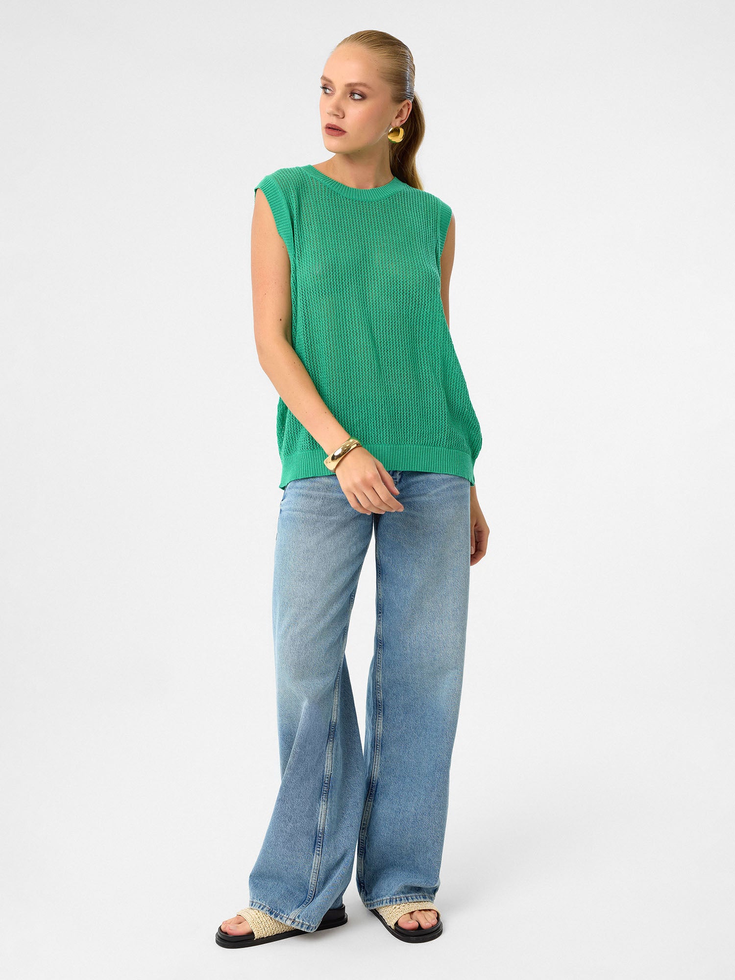 Strick-Tanktop aus 100 % Baumwolle – Verdant Green