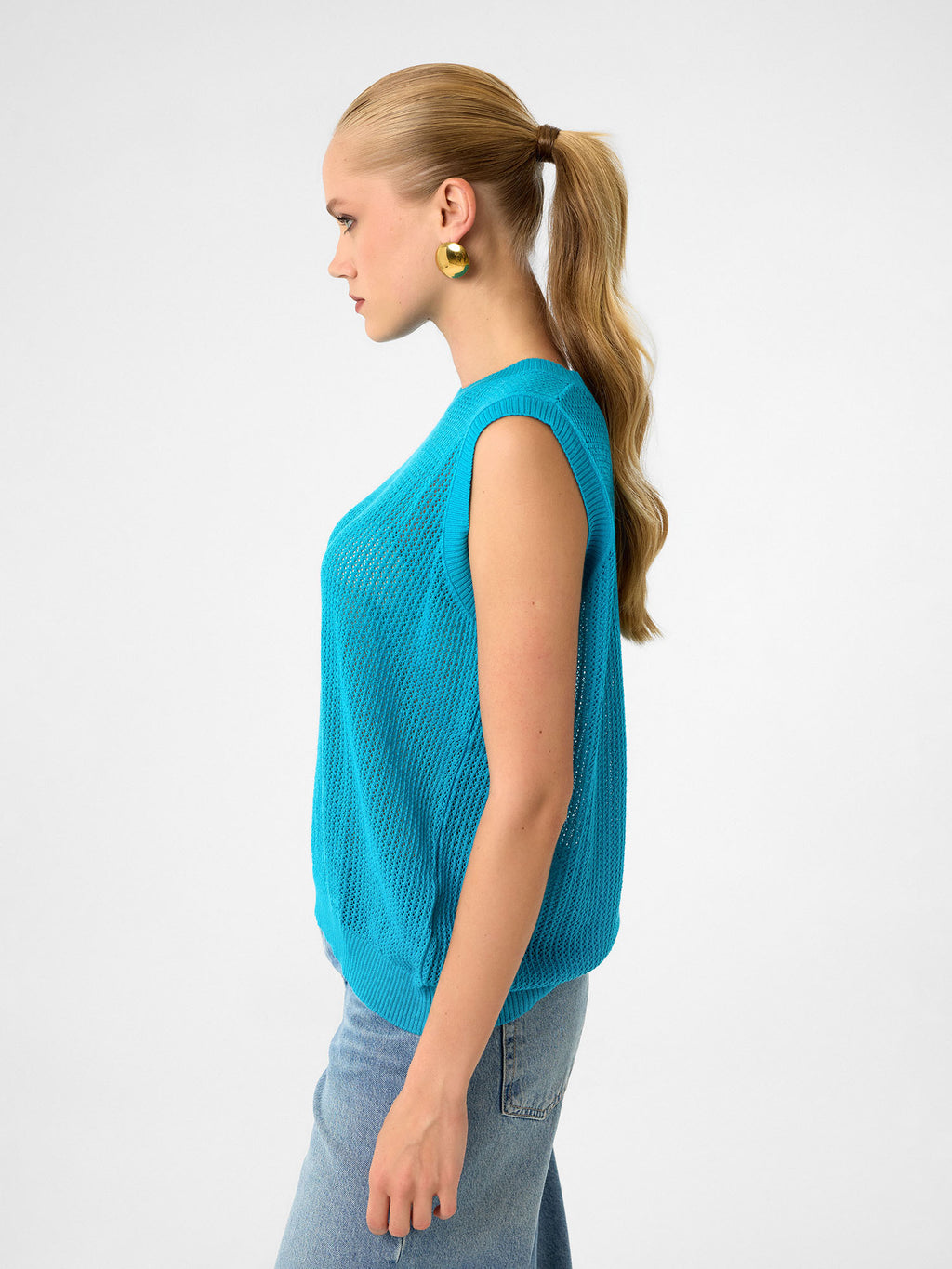 Strick-Tanktop aus 100 % Baumwolle – Pale Azure