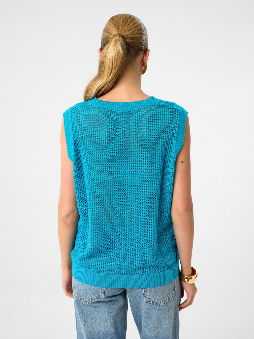 Strick-Tanktop aus 100 % Baumwolle – Pale Azure