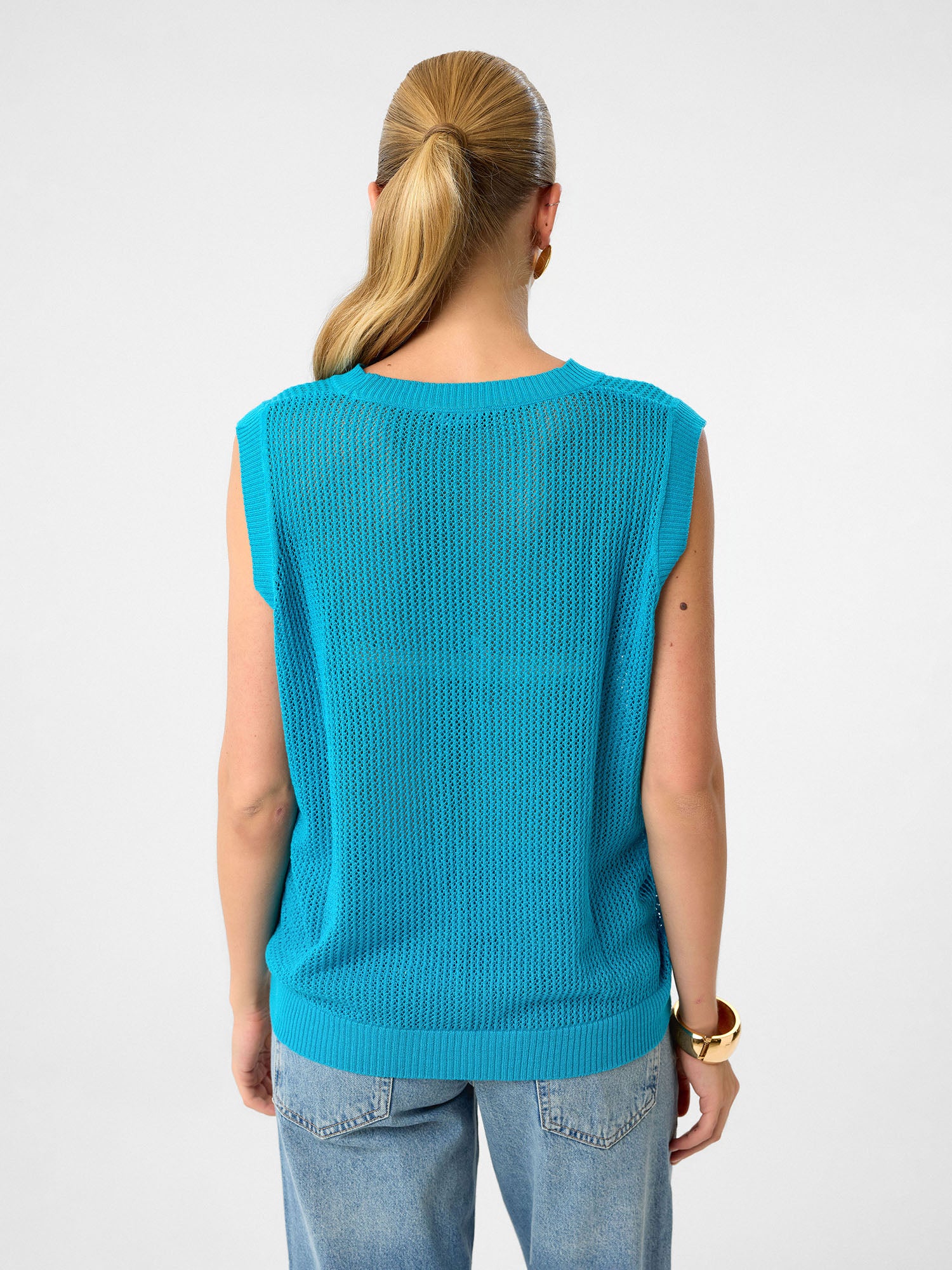 Strick-Tanktop aus 100 % Baumwolle – Pale Azure