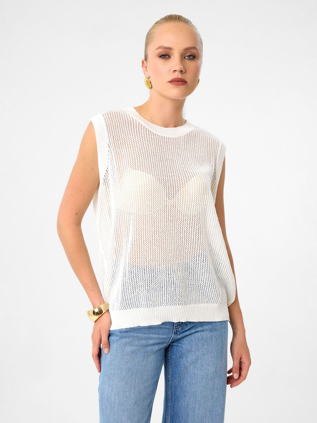 Strick-Tanktop aus 100 % Baumwolle – Soft Pearl