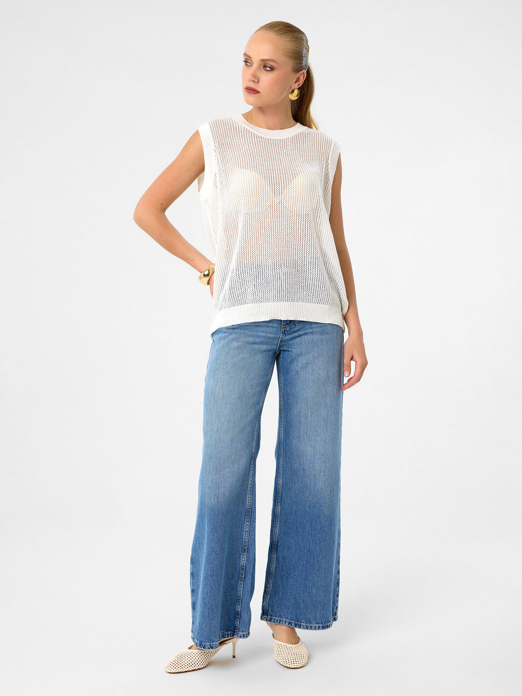 Strick-Tanktop aus 100 % Baumwolle – Soft Pearl