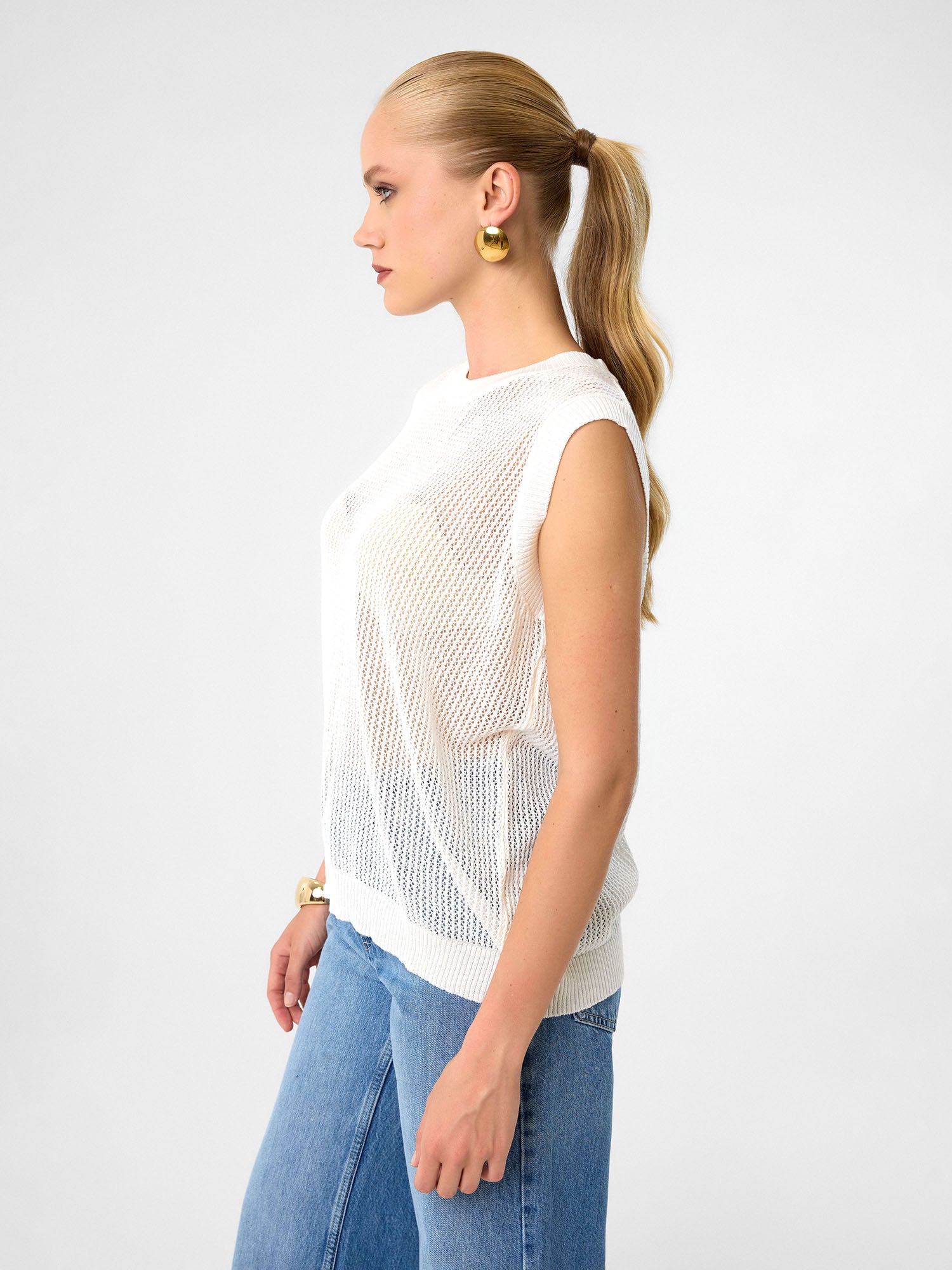 Strick-Tanktop aus 100 % Baumwolle – Soft Pearl