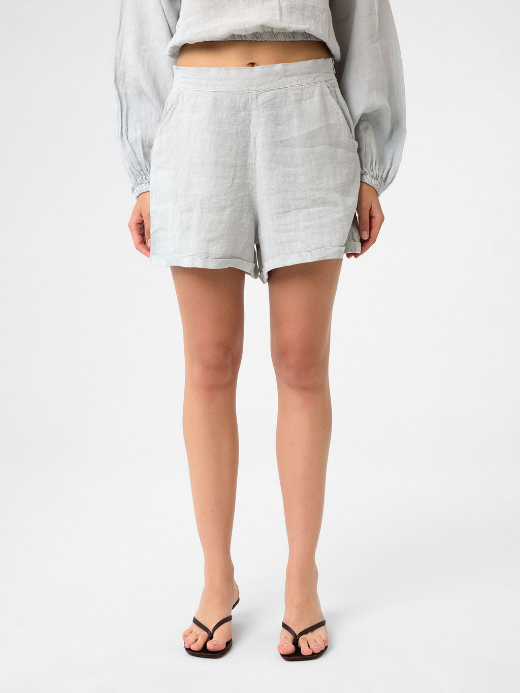 Tailored Linen Shorts aus 100 % Leinen – Ash Grey