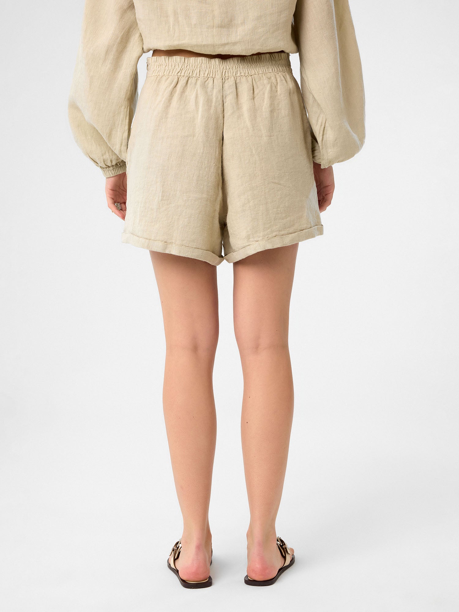 Tailored Linen Shorts aus 100 % Leinen – Sandbeige