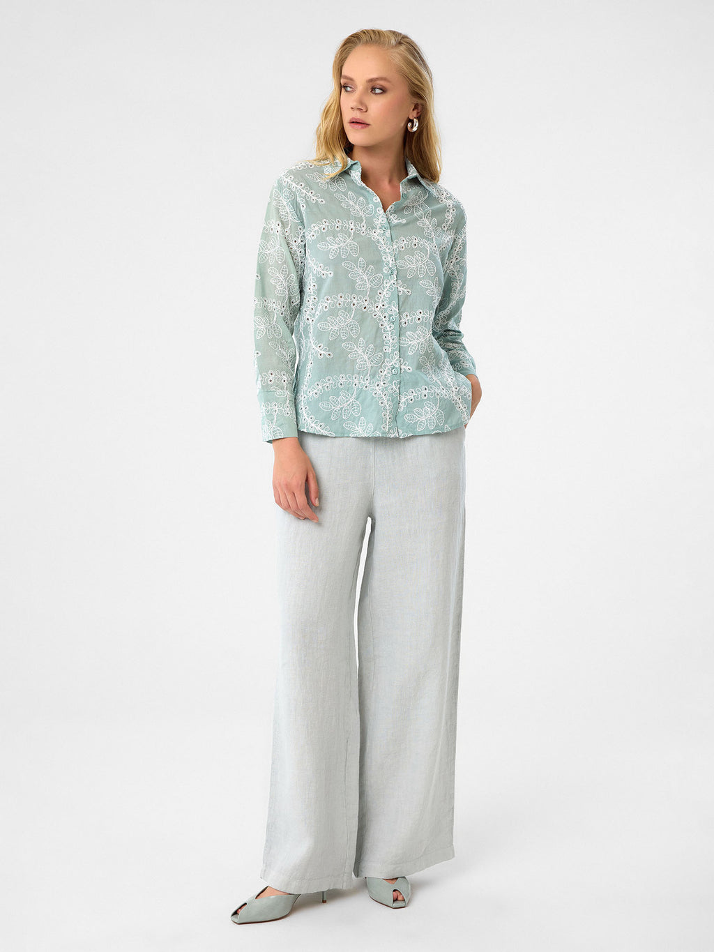 Wide-Leg Hose in Ash Grey