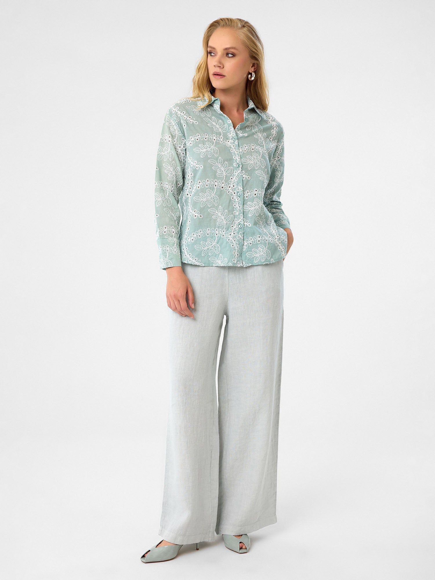 Wide-Leg Hose in Ash Grey