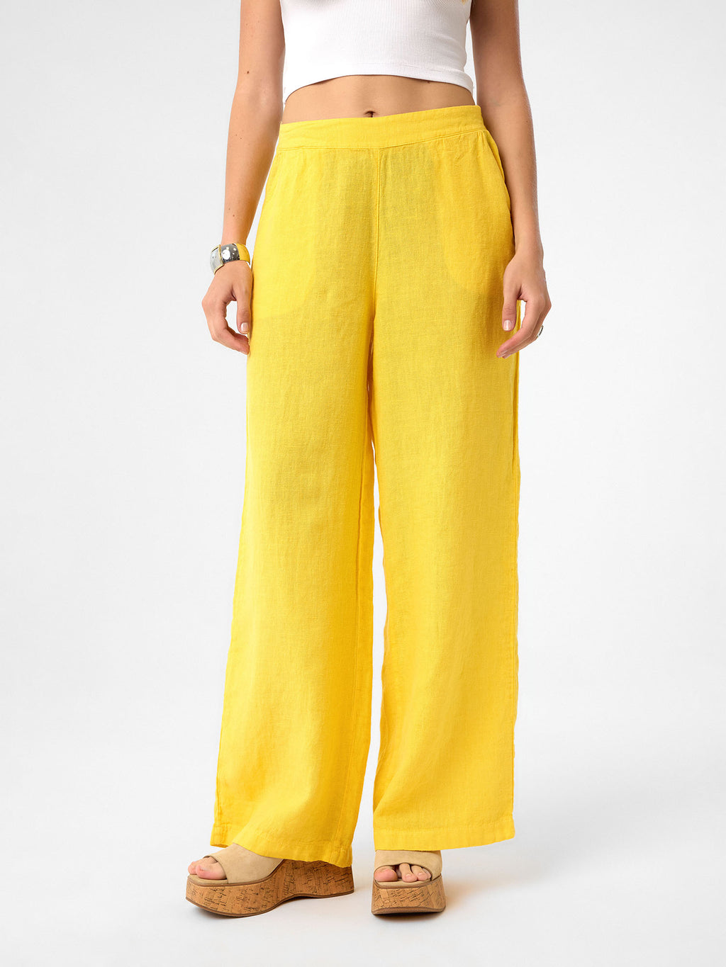 Wide-Leg Hose in Lemon