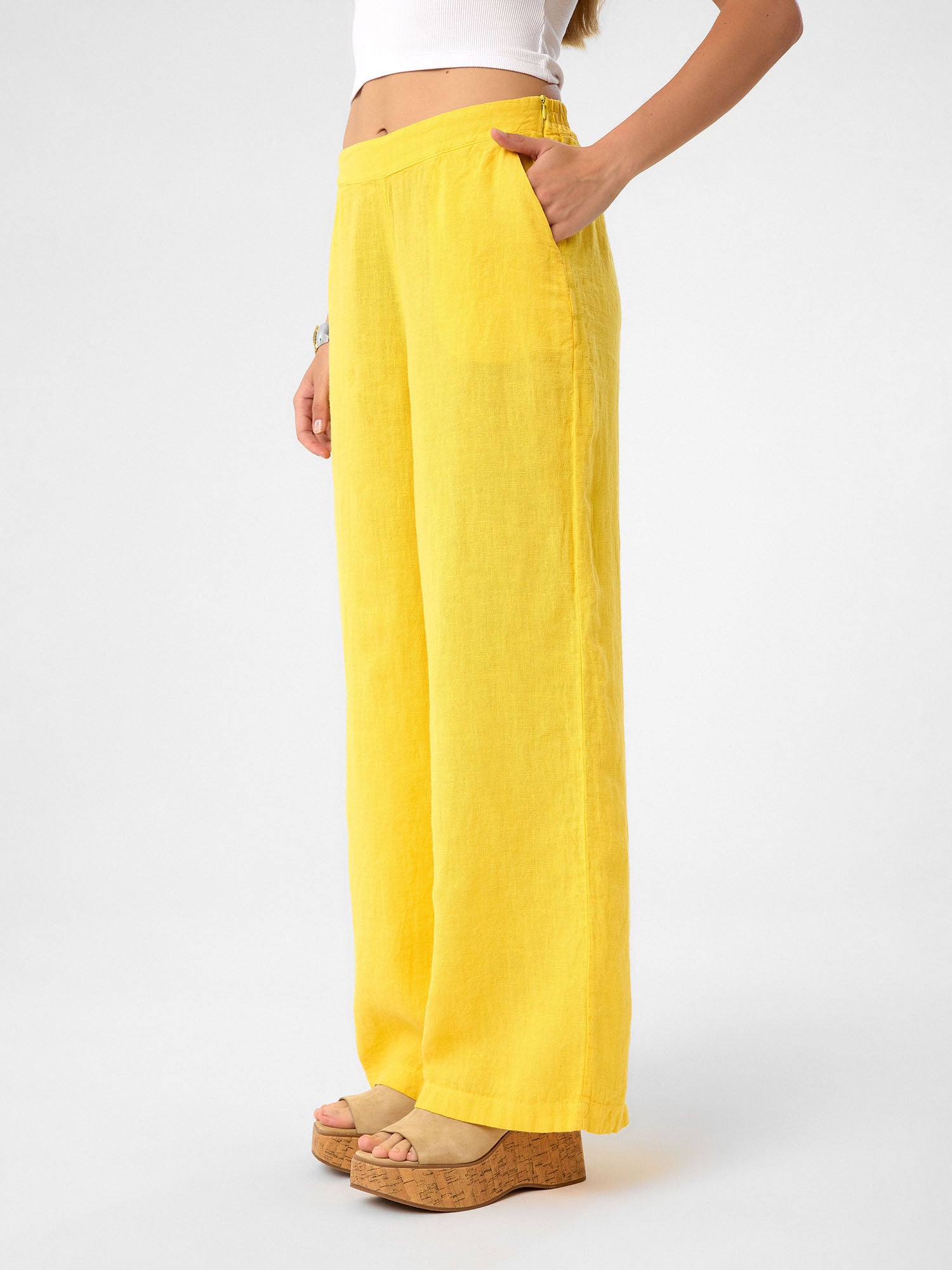 Wide-Leg Hose in Lemon